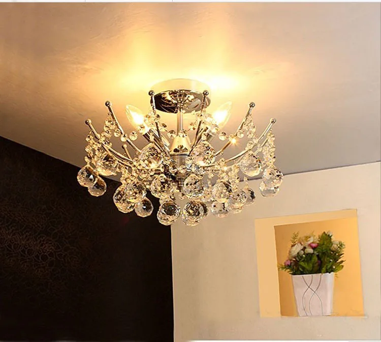 Modern Crystal ball Chandelier Chrome hardware Finish 4 size luxurious LED Lighting for hotel living room decoration E14 bulb