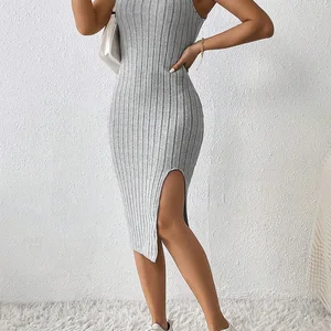 Women's mesh dress, sleeveless dress, square collar, side slit skirt, summer style 8 main sales dress with slit - №6
