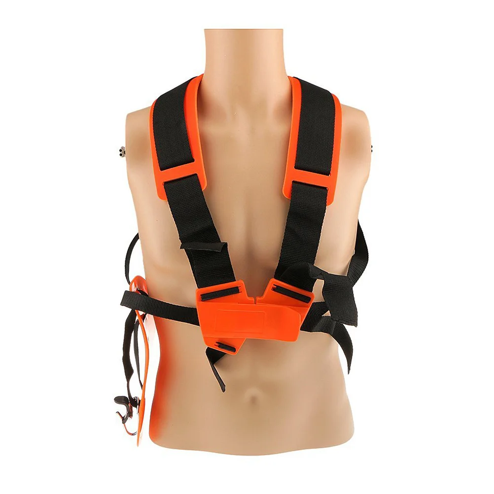

Double Shoulder Harness Strap Padded Belt Orange for Brush Cutter Trimmer Garden Pruner Adjustable Comfortable Waist Support
