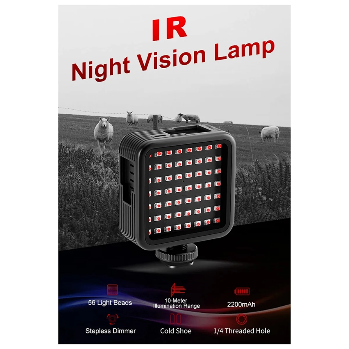 ABPS LN-5 IR 적외선 필 라이트 사진 야간 투시 비디오 램프 IR DSLR 디지털 캠코더 카메라용 56개 LED 비드