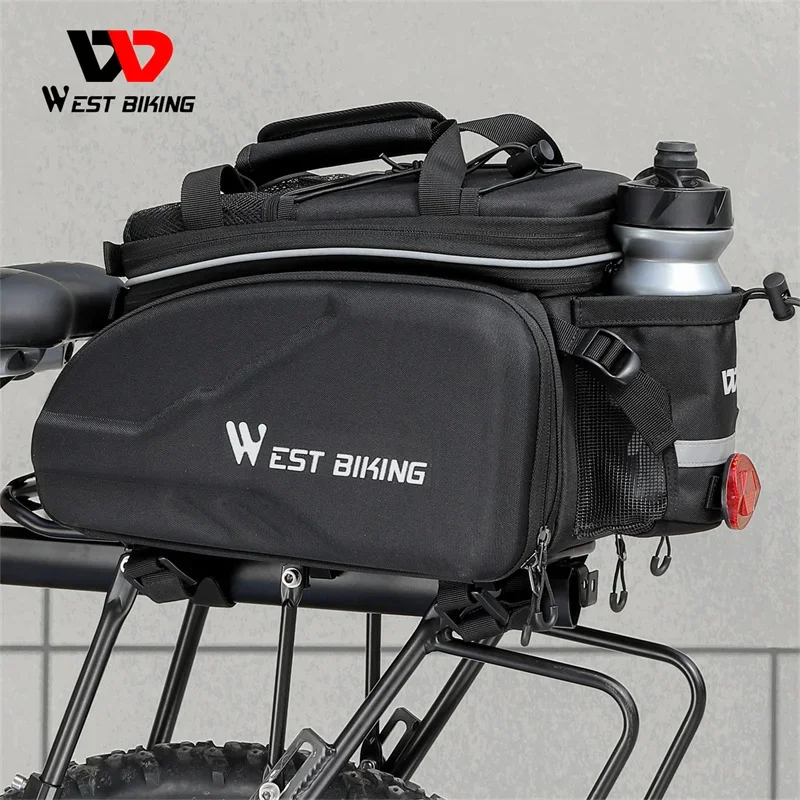 

WEST BIKING 25-45L Bicycle Trunk Bag Foldable Double Side Bike Rear Bag Cycling Travel 3 In 1 Rear Seat Rack Hardshell Bag