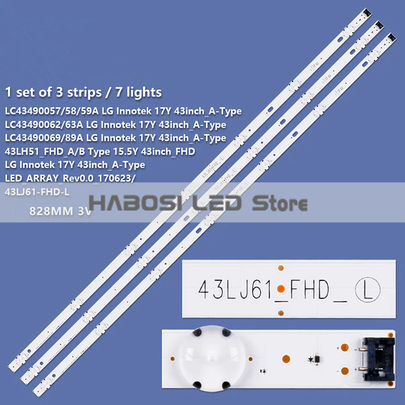 6pcs LED 43UJ633T 43UJ634T 43UJ6350 43UJ635T 43UJ639V 43UJ6510 43UJ6519 43UJ651T 43UJ6520 43UJ6525 43UJ652T 43UJ654T 43UJ654V