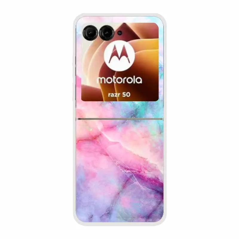 For Motorola Razr 50 Ultra Case Marble Hard Plastic PC Back Cover Phone Cases For Motorola Moto Razr50 5G 2024 Transparent Funda