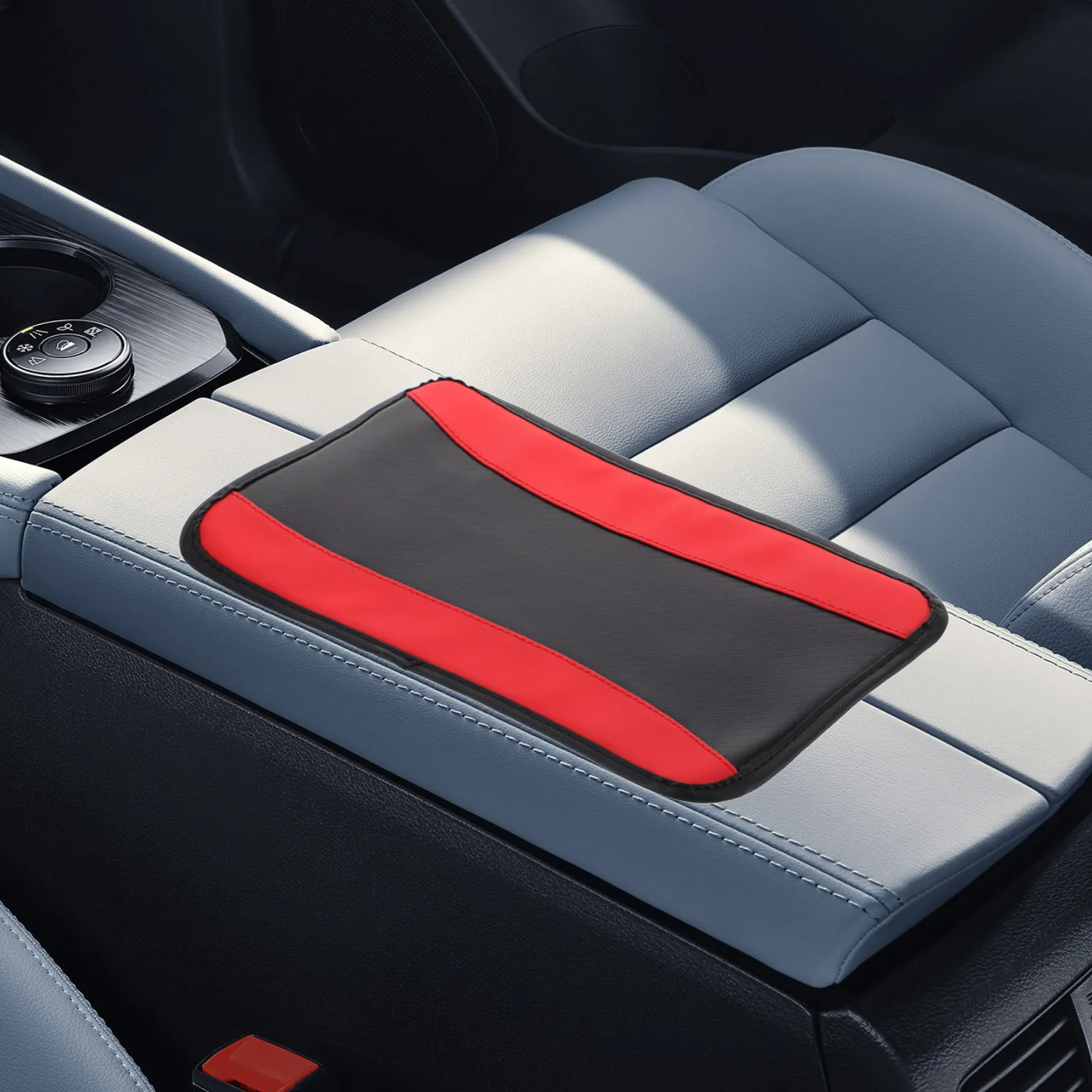 

Car Center Console Armrest Cover PU Breathable Non-Slip Cushion Pad Armrest Protection All-Season Car Interior