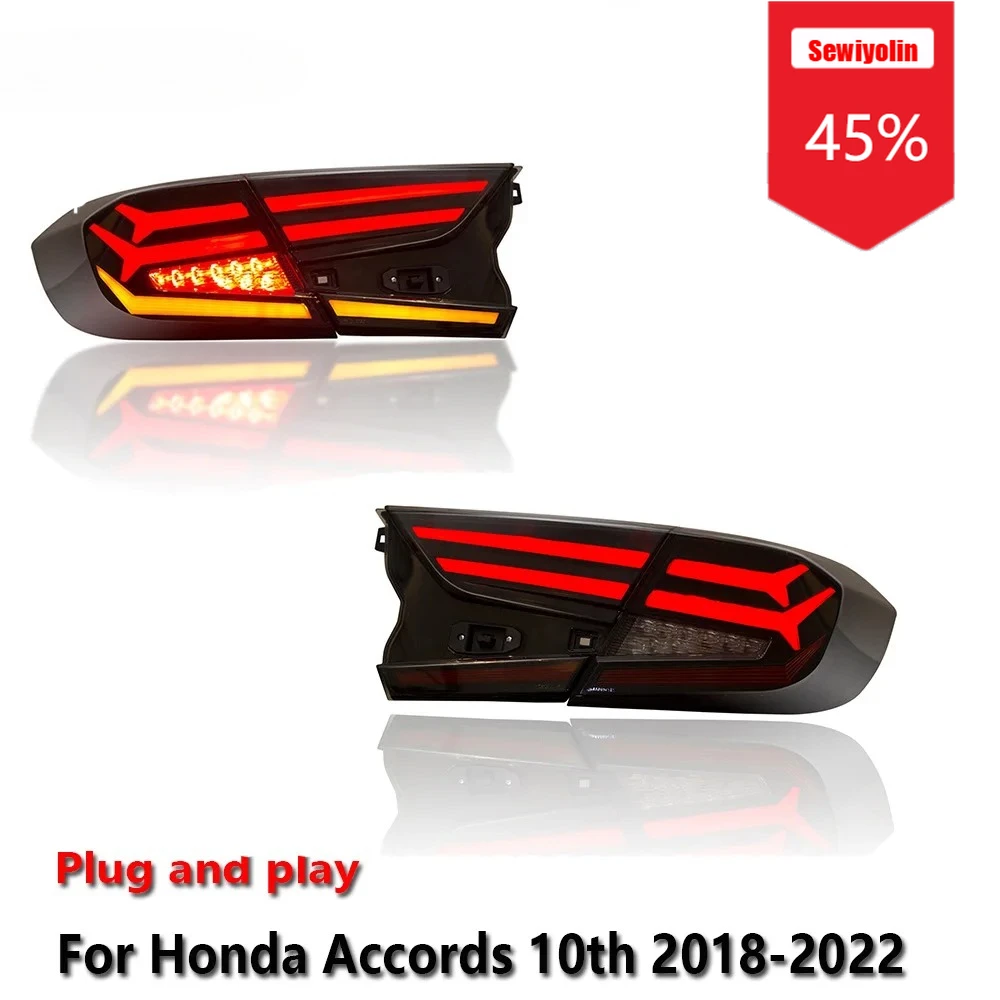 

Автомобильные светодиодные задние фонари Sewiyolin в сборе для HONDA Accords 10th 2018-2022 RGB Auto Fog DRL, стоп-сигнал, указатель поворота Plug and Play