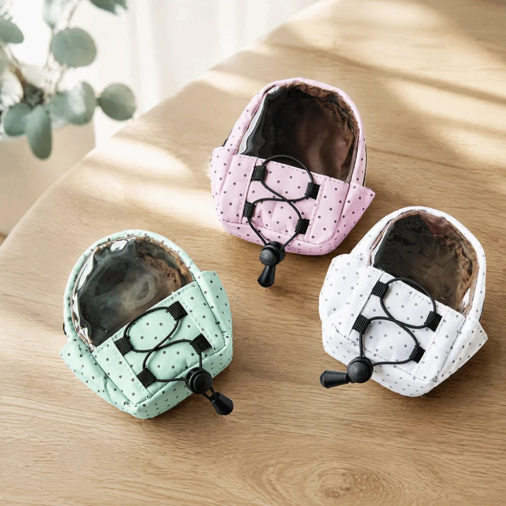 Ausgezeichnetes Geschenk: Polka-Dot-Aufbewahrungstasche, breitmundiger, transparenter, tragbarer Beutel aus PVC, leicht zugänglicher Münzbeutel mit Anhänger. – Detail 11
