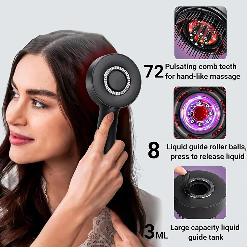 Customizable Electric Vibration Massage Comb Red Light Hair Follicle Comb Scalp Oil Liquid Massage Hair Growth Anti Loss