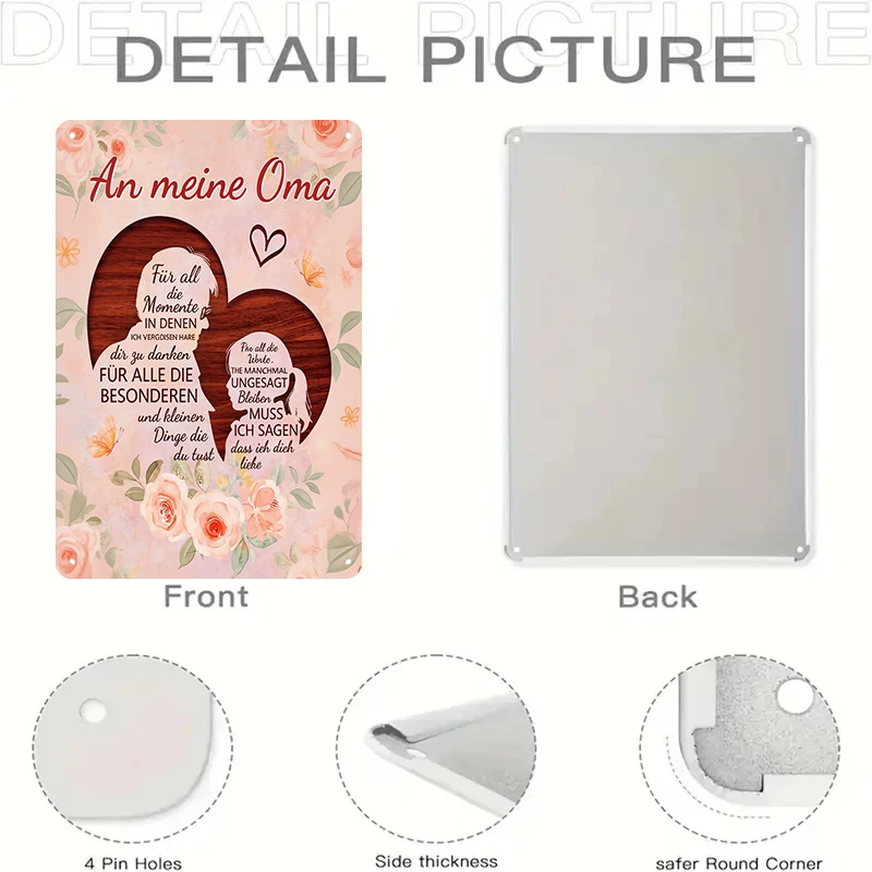 1 قطعة 2D شقة دافئة خشبية على شكل قلب تصميم الجدة الحديد اللوحة اللوحة الألمانية الأسرة التذكارية الديكور جدار اللوحة غرام