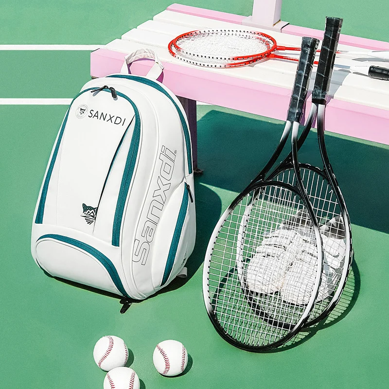 Tennis Badminton Racket Backpack Outdoor Sports Training Bag with Shoes Compartment Large Storage Multifunctional Sports Bag