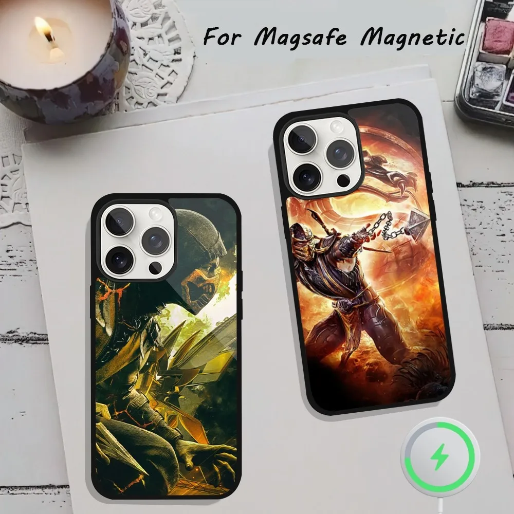 Game M-Mortal Kombat Phone Case  For iPhone 15 12 13 14 11 Pro Plus Max Magsafe Magnetic Wireless Charging shell