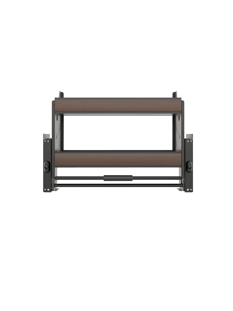 Hanging cabinet basket kitchen cabinet lifting basket high cabinet pull-down seasoning basket wood grain damping adjustable.