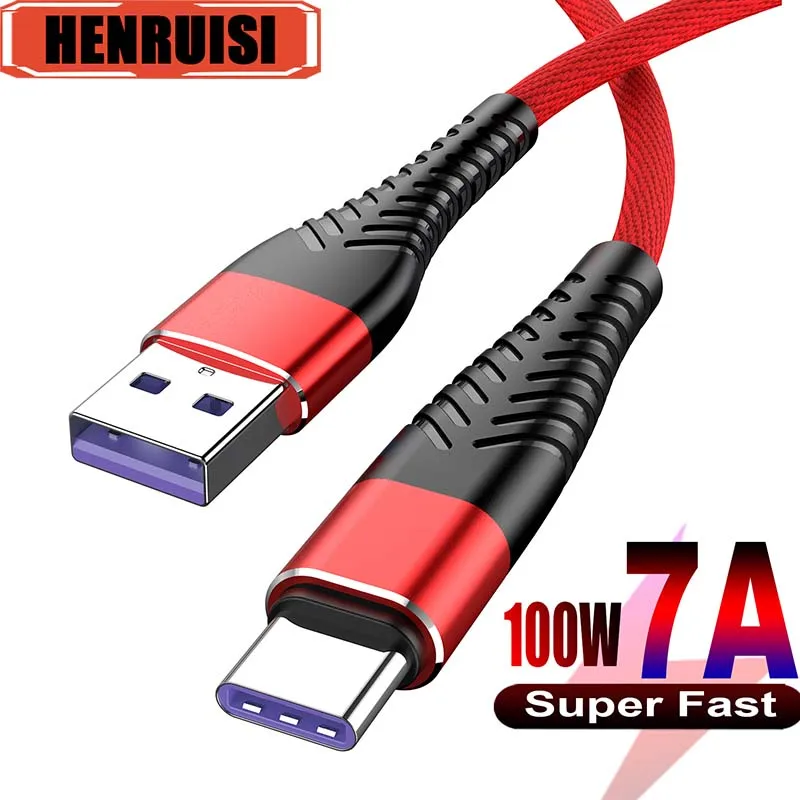 100W USB To Type C Super Fast Charging Cable For Samsung Huawei Xiaomi Mobile Phone Charger Cable 0.25m 1m 2m 3m Nylon Data Cord