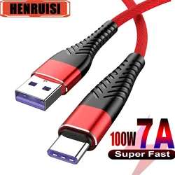 100W USB To Type C Super Fast Charging Cable For Samsung Huawei Xiaomi Mobile Phone Charger Cable 0.25m 1m 2m 3m Nylon Data Cord