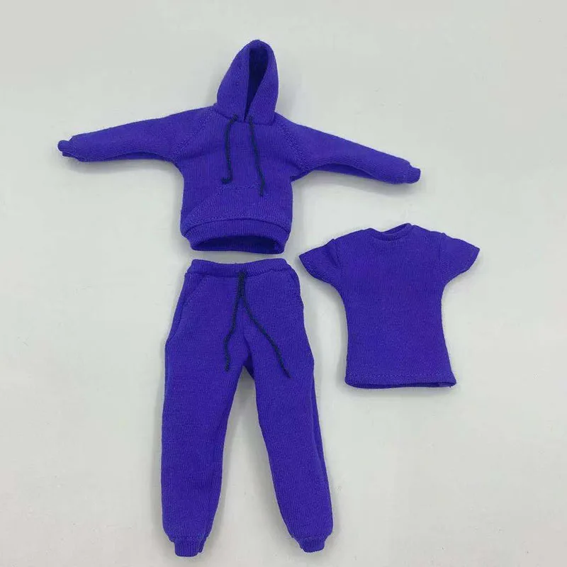 Ropa de soldado Unisex, sudadera deportiva con capucha, camiseta de manga corta, conjunto de tres piezas, figuras de acción masculinas de 6 pulgadas, 1/12