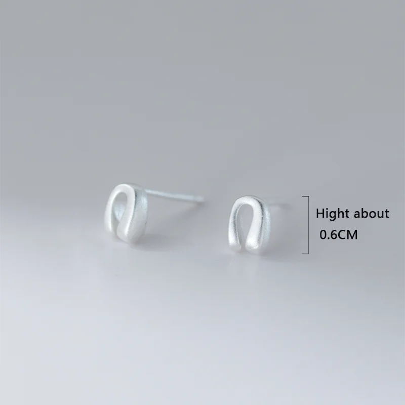 WANTME 925 Sterling Silver Fine High-grade Frosted U-shaped Small Stud Earring for Women Trendy Simple Ear Bone Piercing Jewelry