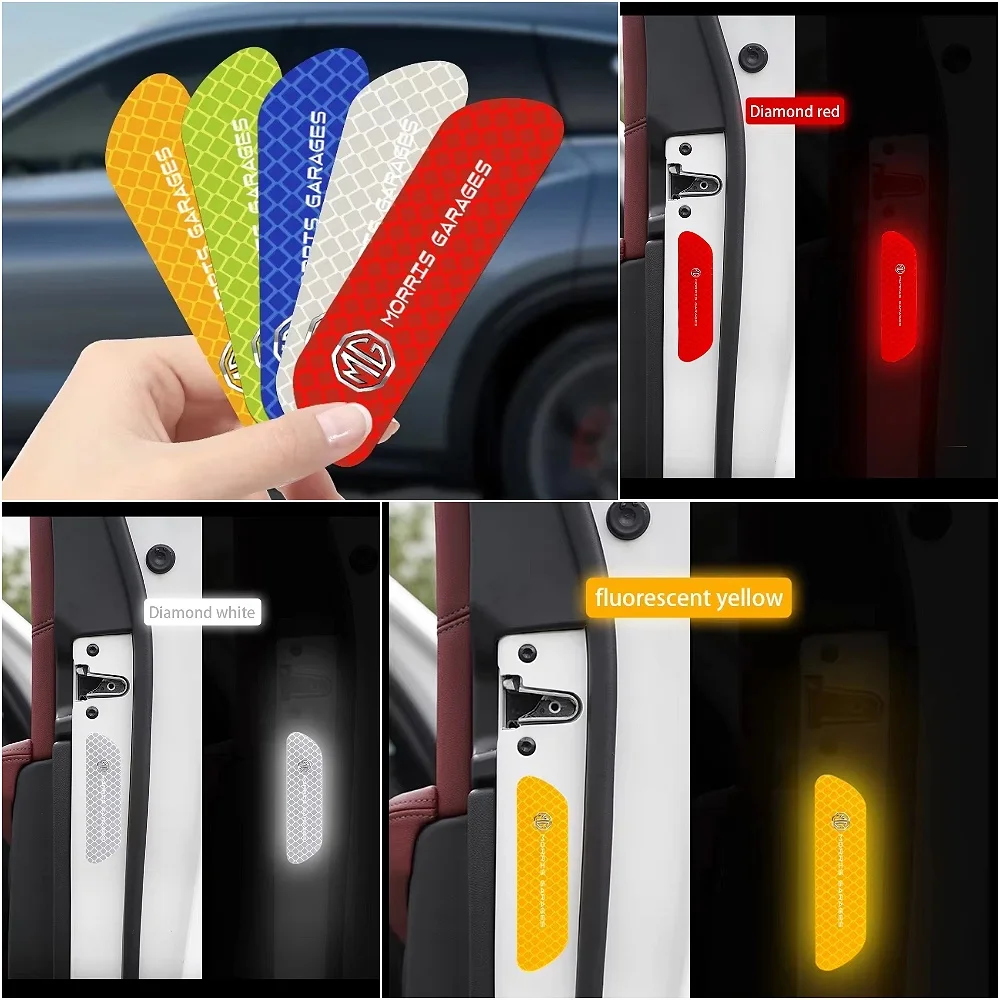 Car Door Opening Warning Reflective Sticker Self-Adhesive Safety Auto Parts For MG ZS MG4 EV MG HS MG3 MG5 EV Marvel R MG ONE