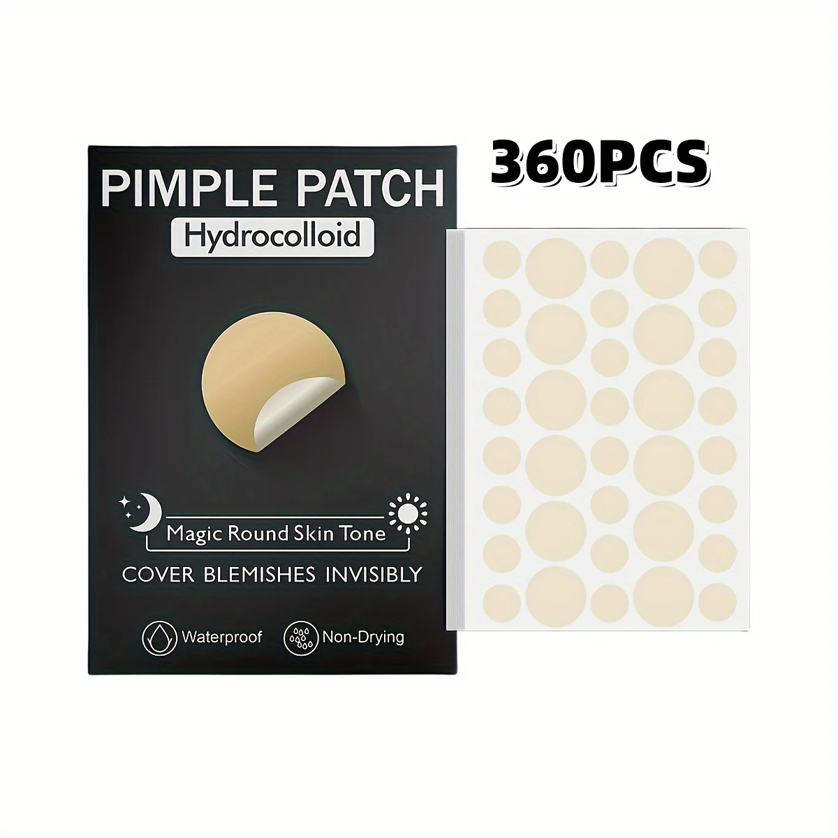36 / 360 Plastrów na Trądzik, Absorbuje Pryszcze i Wypryski, Hydrokoloidowe Plastry na Trądzik do Zakrywania Pryszczy i Niedoskonałości.