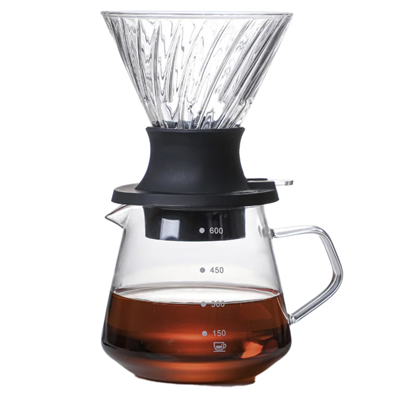 600ML Immersion Dripper Switch Glass for V60 Pour over Coffee Maker V Shape Drip Coffee Dripper and Filters Transparent