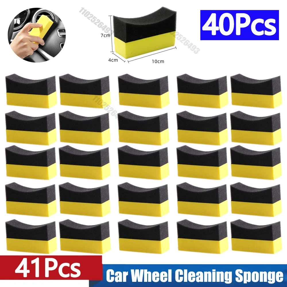 Ultimate Car Care Kit Premium Polyester 40/10/2Pcs Fiber Tire Cleaning Sponges Wax Polishing Brushes More Essential Accessories