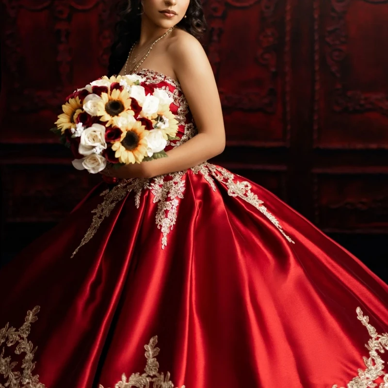 Gorgeous Red Quinceanera Dresses Sweetheart Lace Appliqued Sweet 16 Dress Beaded Pageant Gowns vestidos de 15 años 2023