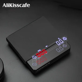 AliKisscafe Espresso Digital Scale With Timer Usb 3kg Electronic Precision Portable…