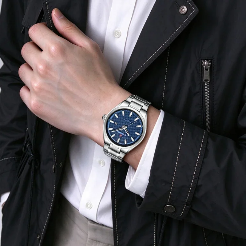 NAVIFORCE NF9284 Men's Watch Stainless Steel Band Quartz Date 3 ATM Waterproof Luminous Hands Man Business Casual Wristwatches