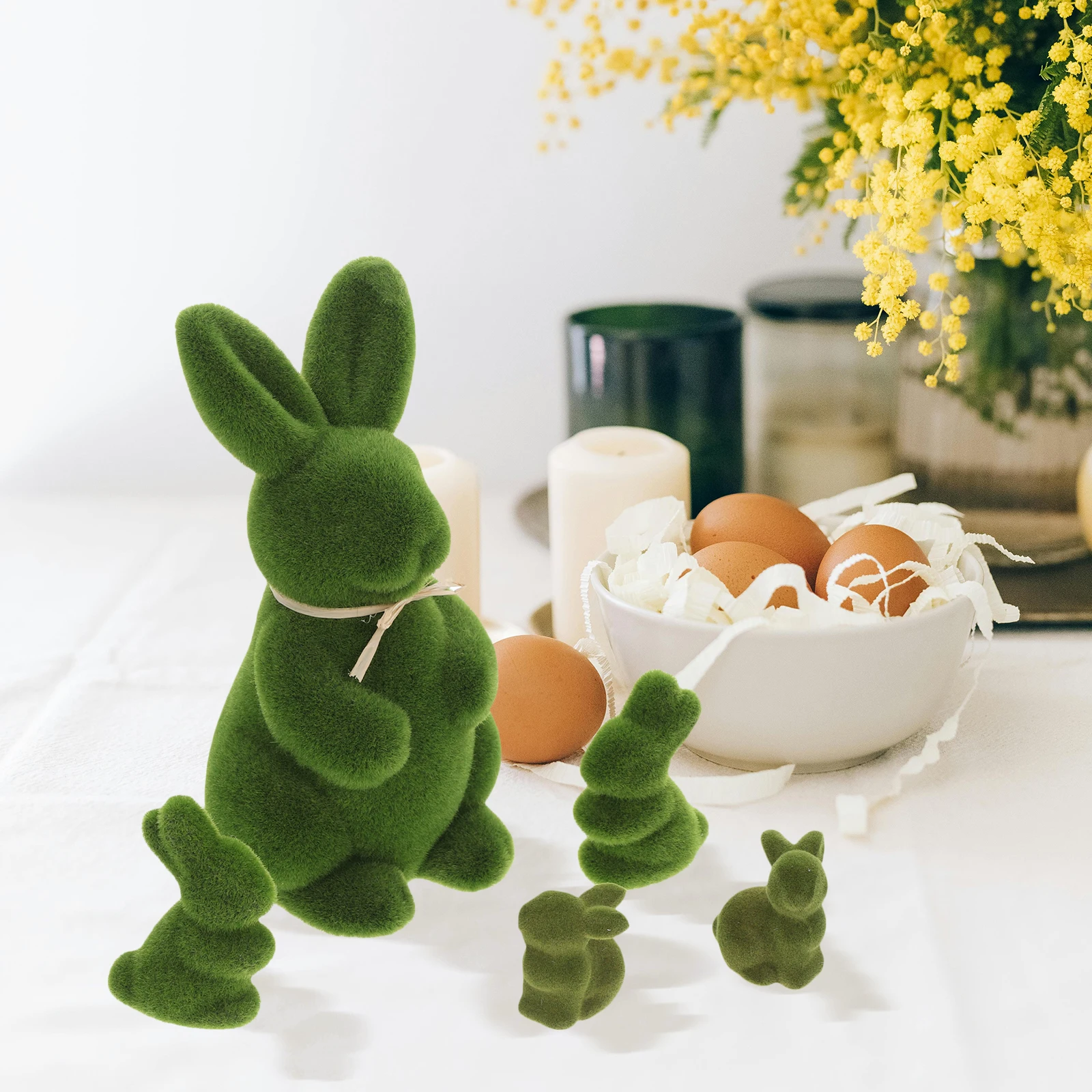 

5 Pcs Bunny Ornament Micro Landscape Deer Easter Rabbit Statue Cute Artificial Animals Linter