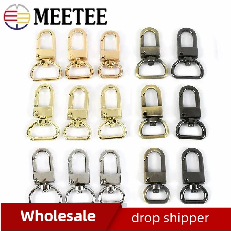 10Pcs 13-19mm Metal D Ring Hook Swivel Lobster Buckles Trigger Clip Clasp Bag Webbing Strap Belt Hanger Sewing Accessories