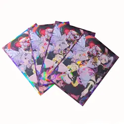 63x90mm 60PCS Holographic Card Sleeves YUGIOH Card Sleeves Illustration Anime Protector Card Cover for Board Games Trading Cards