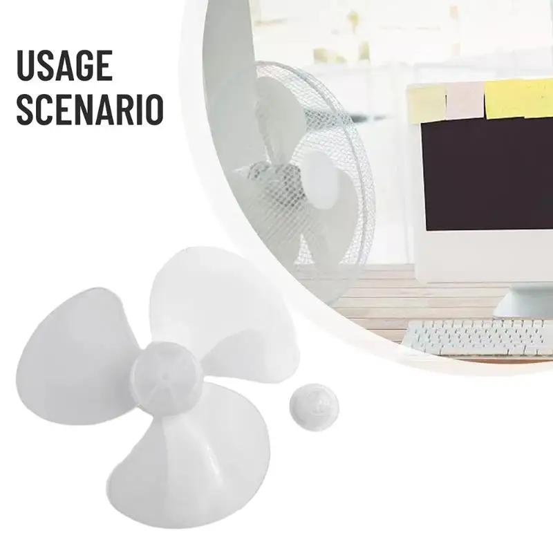 New.16Inch 3 Leaves Plastic Fan Blade Electric Fan Accessories Household Standing Pedestal Fan Blade Table Fanner With Nut Cover