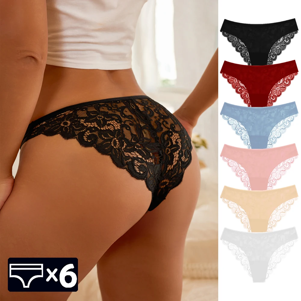 WarmSteps 6Pcs/Set Women's Sexy Lace Panties Floral Hollowed Out Lace Underwear for Woman Lingerie Comfort Soft Briefs Low-Rise