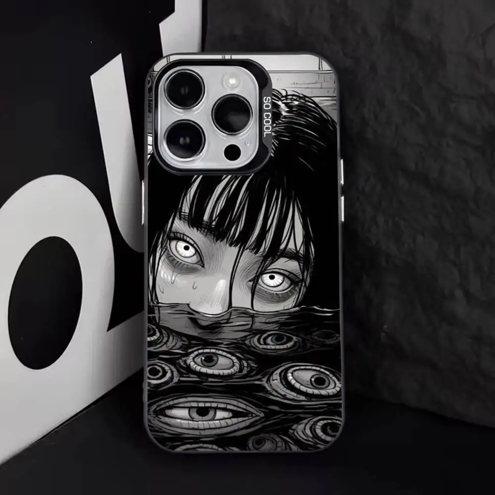 Casing HP Comics J-Junji Ito T-Tomie Untuk iPhone 17,16,15,14,13,12,11,Pro,Max,Plus,E,Air,Mini Bahan Tpu Hitam