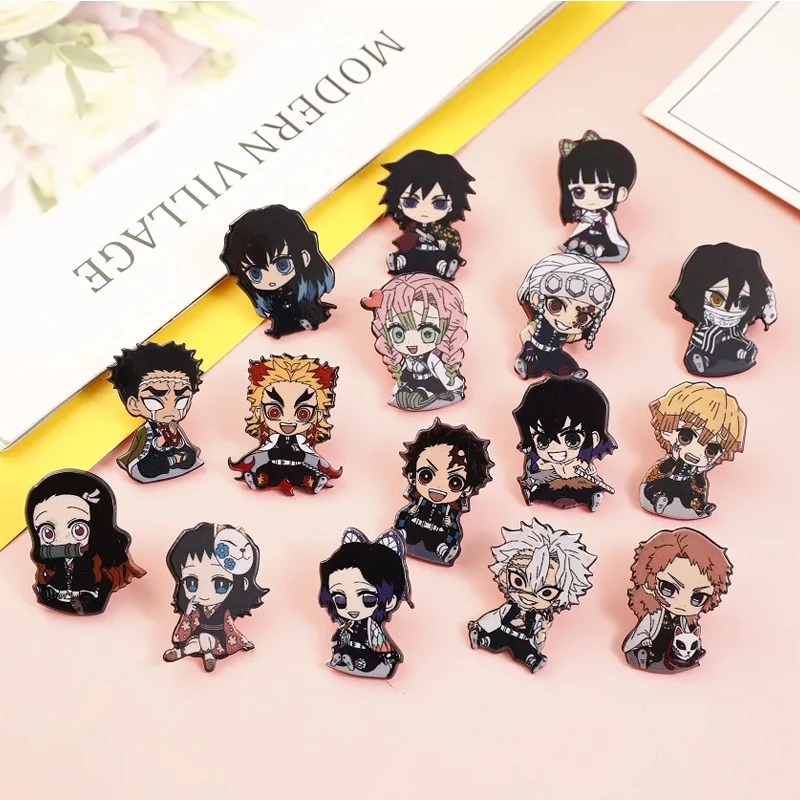 16 Styles Demon Slayer New Acrylic Brooch Badge Cartoon Pins Anime DIY Decoration Backpack Clothes Friend Gifts Jewelry