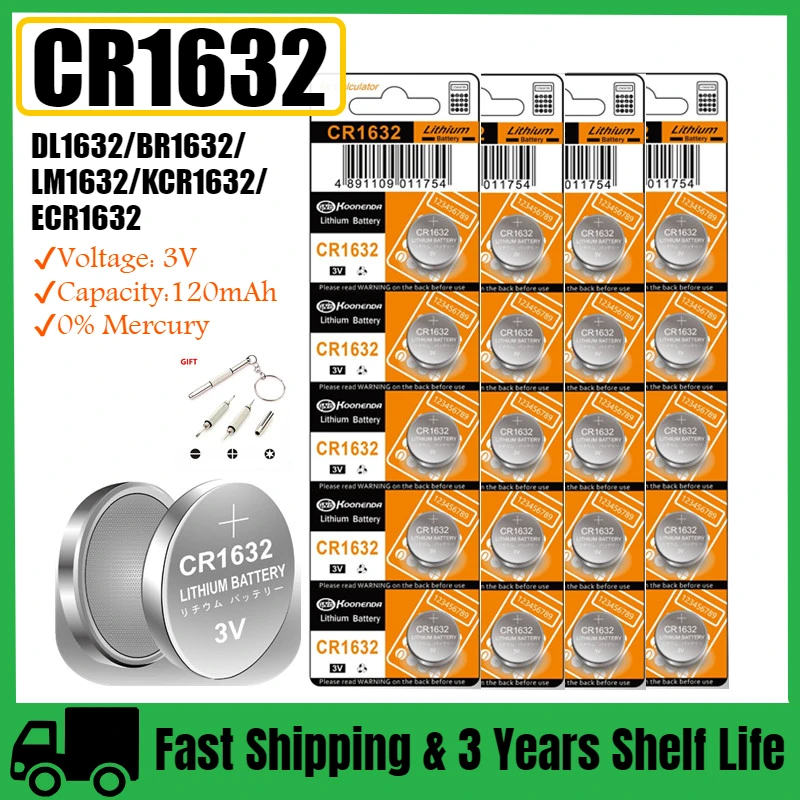 5-60PCS CR1632 3V Lithium Button Battery CR 1632 DL1632 BR1632 LM1632 ECR1632 Coin Cells Batteries For Toys Watch Remote Key