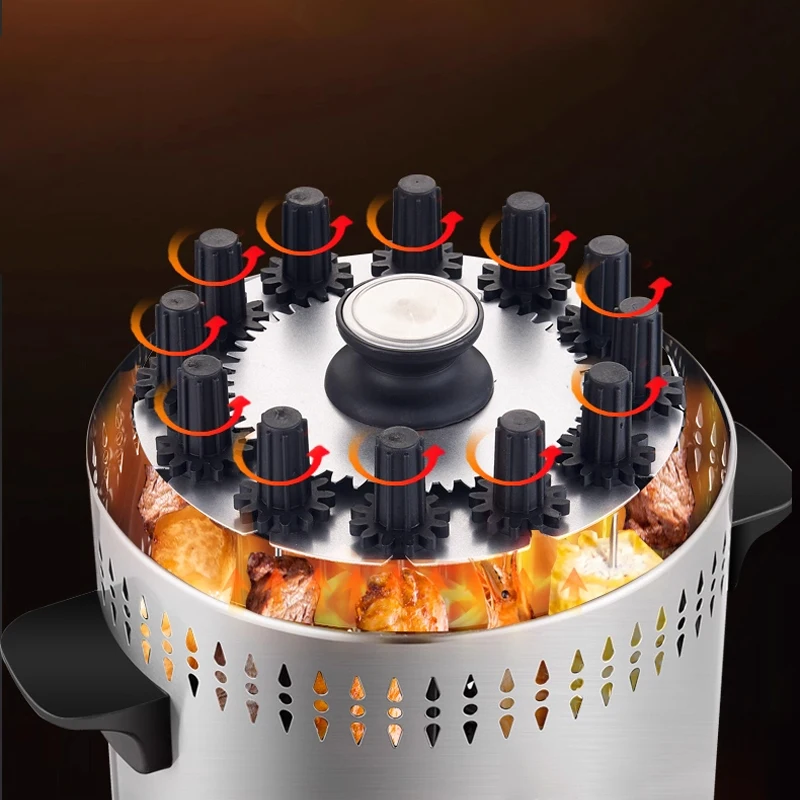 ماكينة شواء دوارة أوتوماتيكية بدون دخاني شواية باربيكيو كهربائية فرن كباب شواية باربيكيو منزلية 220 فولت