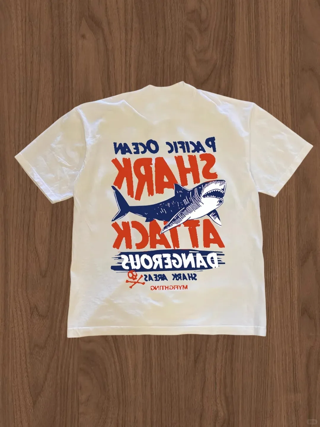 بسيط القرش طباعة الأمريكية بسيطة الاتجاه قصيرة الأكمام تي شيرت الصيف الرجال والنساء Harajuku الشارع نمط عارضة المتضخم أعلى #1