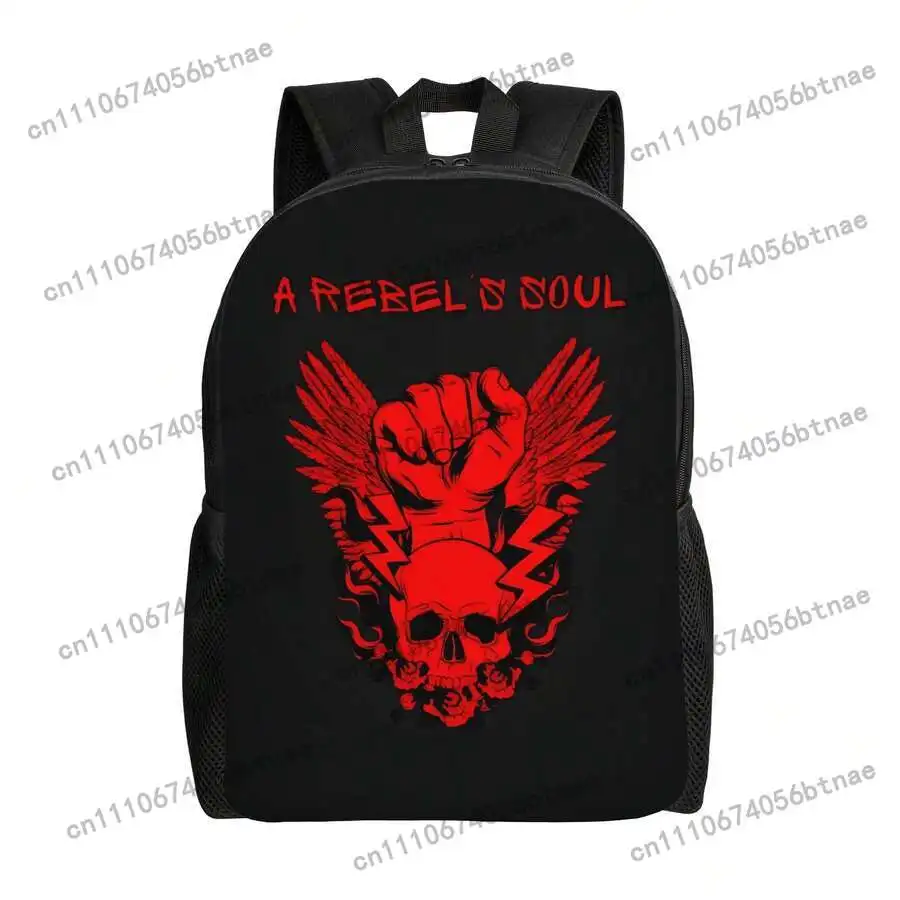 A Stylish Backpack Featuring A Rock And Roll A Rebel'S Soul Design, Perfect For Travel, Commuting, And Casual Outings, Designed