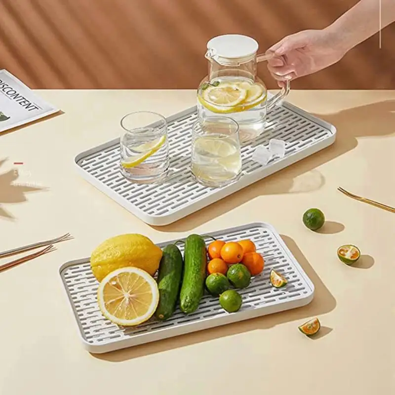 Kitchen Drain Tray Double Layer Rectangular Durable Drain Basket for Fresh Fruit Tea Snack Serving Party Gathering