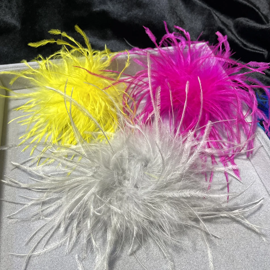 2023 Fashion Vintage Party Banquet Dress Brooch Hair Decoration Natural Feather Ostrich Hair Christmas Brooch Ｃlip Accessories