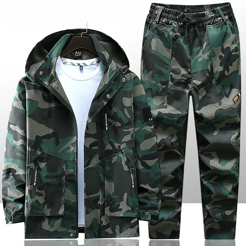 بدلة عمل مقاومة للرياح لعام 2025 للرجال، مجموعة سراويل سترة مرنة طاردة للماء، ملابس كاجوال مقاومة للاهتراء في الهواء الطلق #5