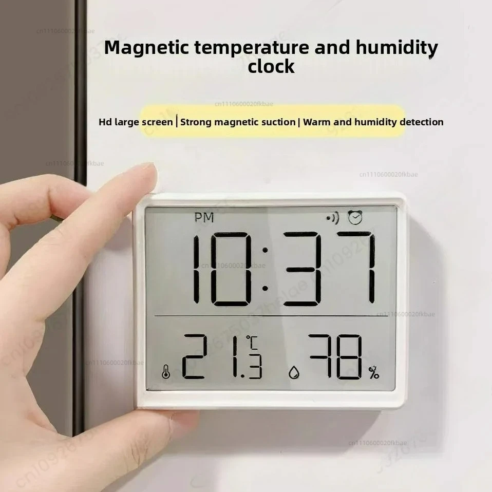 Kitchen clock magnetic refrigerator alarm clock electronic thermometer and hygrometer bedroom table 2024 new smart clock