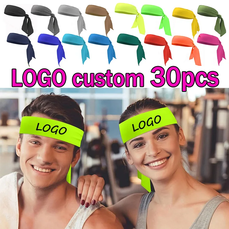 

Soft Headband 30 Pcs Run Exercise Headband Tie-On No Slip Sports Headbands Logo Custom Stretch Sweatbands For Small Large Heads