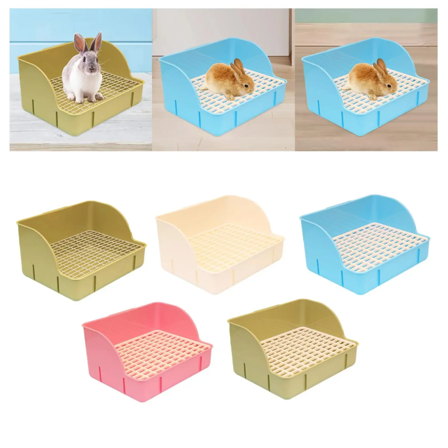 Bac à Litière Durable pour Petits Animaux, Boîte de Toilette d'Angle pour Lapin, Furets, Cochons d'Inde, Hamster, Rats, Accessoires Jos