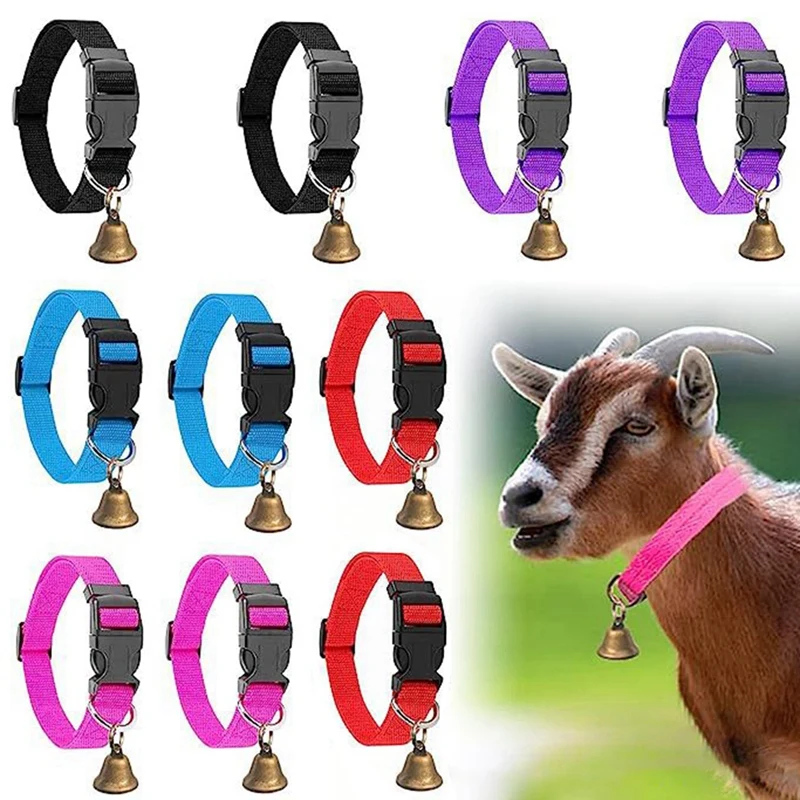 Hot Goat Collars With Bells For Cattle, Horses And Sheep Herding, Copper Bells, Adjustable Nylon Collars, Anti-Lost Collars