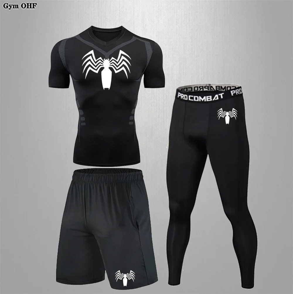 BJJ masculino Sanda Fitness Training Sportswear, Ciclismo, Corrida, Compressão, Secagem Rápida Sports Set, Correndo Rashguard