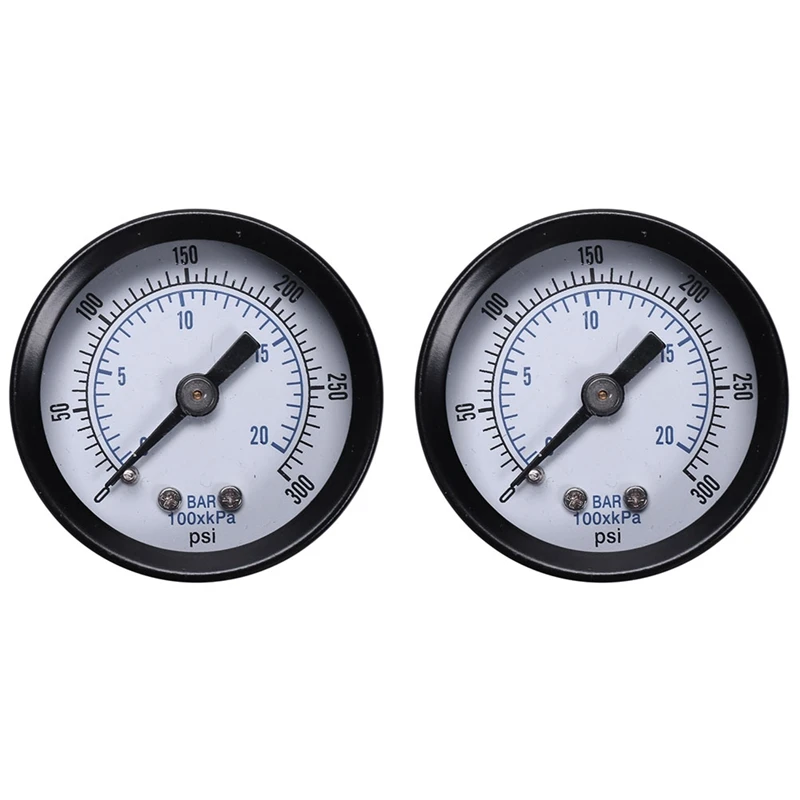 2X Ts-40 1/8 Inch Mini Pressure Gauge For Fuel Air Oil Liquid Water 0-20Bar / 0-300 Psi