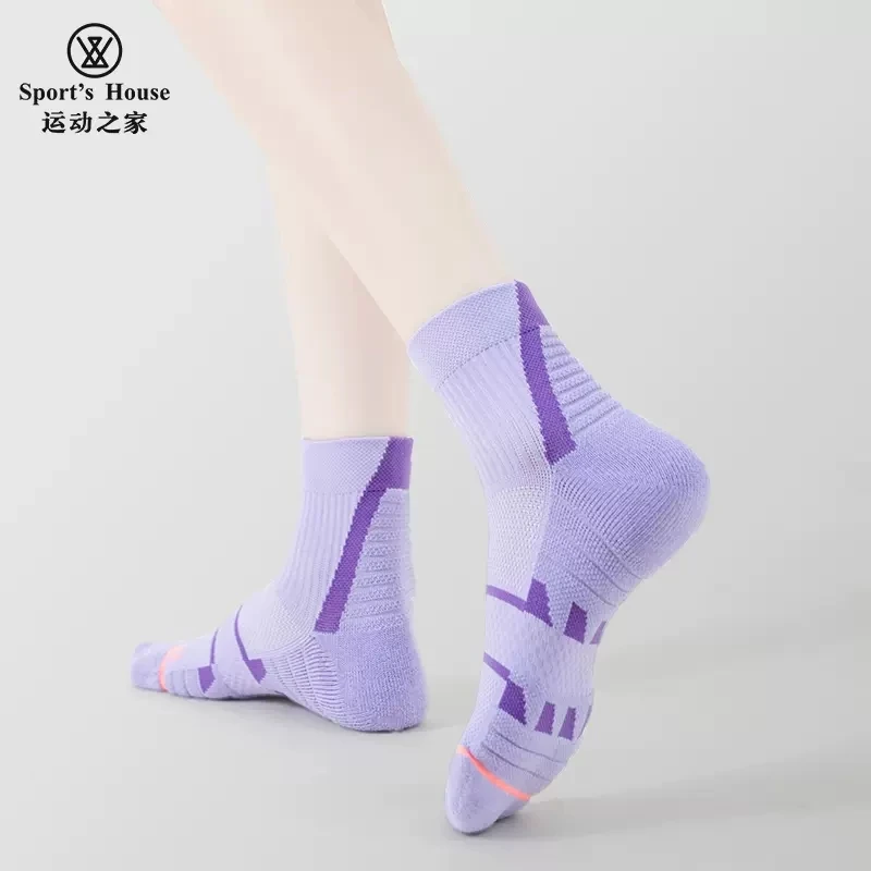 SPORT\'S HOUSE Hiking socks for women Towel bottom moisture absorption breathable non-slip high elastic ribbed sports socks