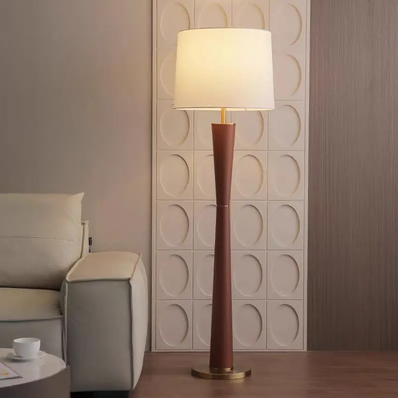 

Скандинавские минималистичные кожаные торшеры, боковые торшеры для чтения на диване, тканевый абажур для спальни, художественное освещение в помещении, светильники