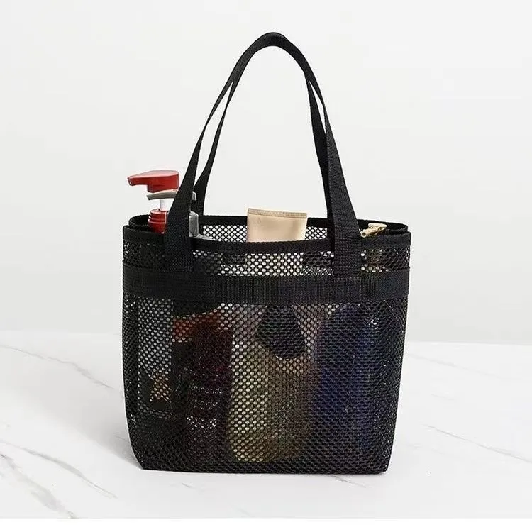 Hand-held mesh beach bag bathing and swimming mesh bag large-capacity breathable water control portable storage bag, travel bag.