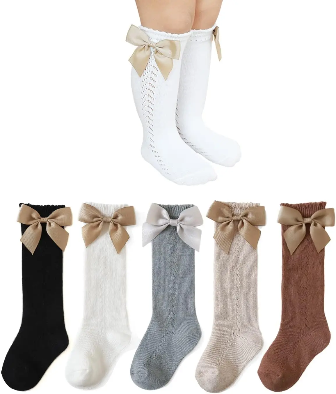 

Baby Girls Knee High Socks Baby Girls Bow Stockings Cotton Uniform Stockings Dress Socks